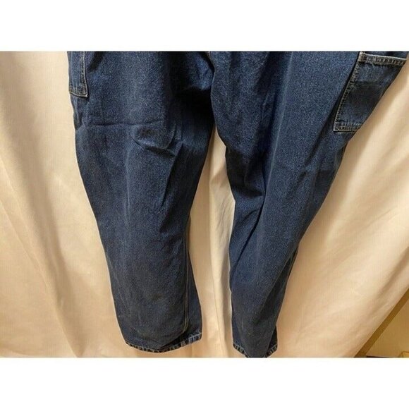 BERNE Carpenter Jean Men 52X30 Cotton Flat Front Dark Wash Straight Cut - Picture 3 of 11